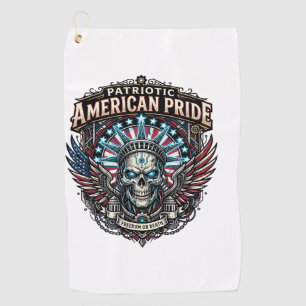 Patriotic Cyber Liberty Skull Cyberpunk Future Fre Golf Towel