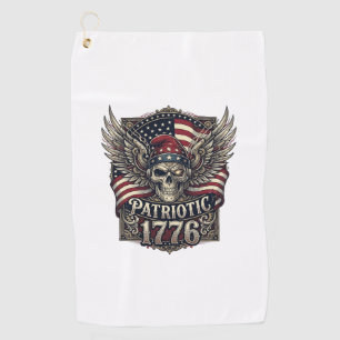 Patriotic Cyber Liberty Skull Cyberpunk Future Fre Golf Towel