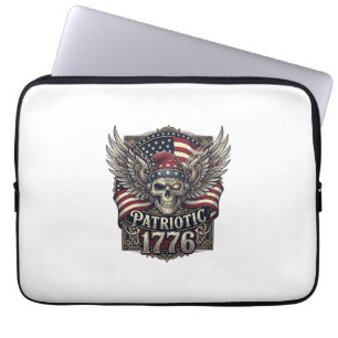 Patriotic Cyber Liberty Skull Cyberpunk Future Fre Laptop Sleeve
