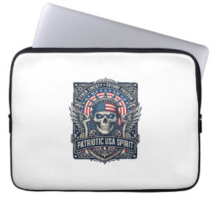 Patriotic Cyber Liberty Skull Cyberpunk Future Fre Laptop Sleeve