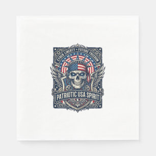 Patriotic Cyber Liberty Skull Cyberpunk Future Fre Napkin