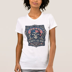 Patriotic Cyber Liberty Skull Cyberpunk Future Fre T-Shirt