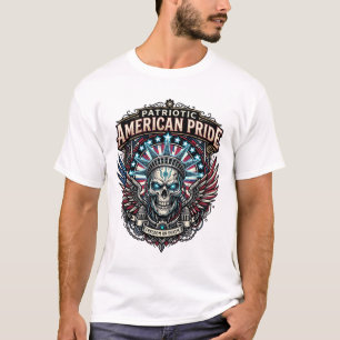 Patriotic Cyber Liberty Skull Cyberpunk Future Fre T-Shirt
