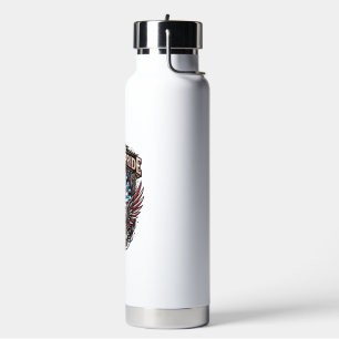 Patriotic Cyber Liberty Skull Cyberpunk Future Fre Water Bottle