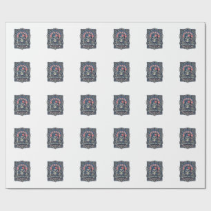 Patriotic Cyber Liberty Skull Cyberpunk Future Fre Wrapping Paper