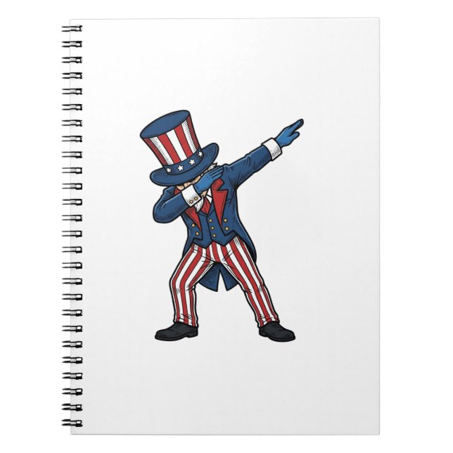 Patriotic Dabbing Character Vintage Vector Design_ Notebook (Front)