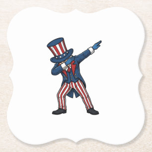 Patriotic Dabbing Character Vintage Vector Design_ Paper Coaster