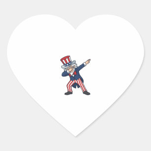 Patriotic Dabbing Gentleman Vintage Vector Design_ Heart Sticker