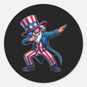 Patriotic Dabbing Uncle Sam Usa 4th Of July Mens B Classic Round Sticker