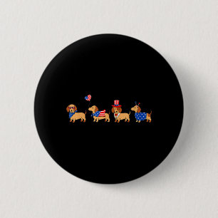 Patriotic Dachshund 4th Of July Wiener Funny Dog 6 Cm Round Badge