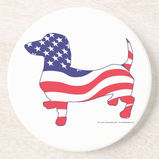 Patriotic Dachshund Coaster (Front)