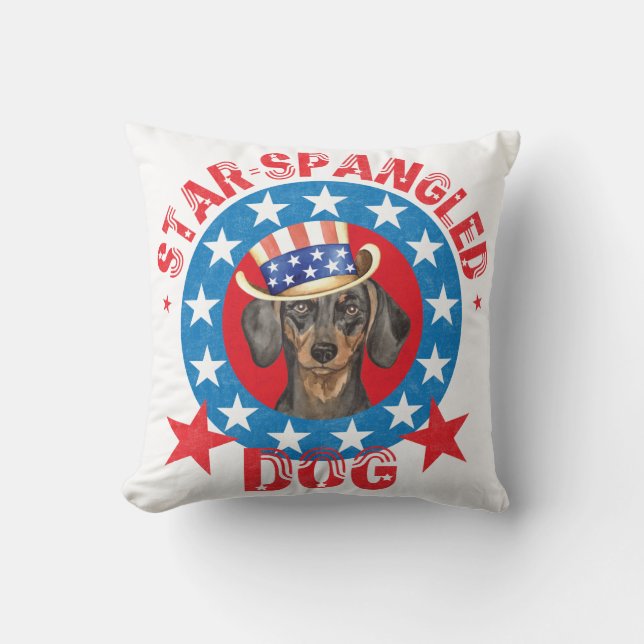 Patriotic Dachshund Cushion (Front)