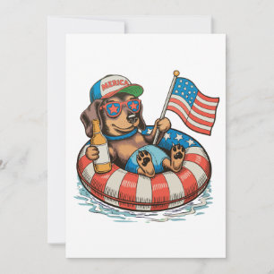 Patriotic Dachshund Dog 250 Anniversary 4th July Invitation