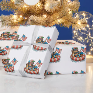 Patriotic Dachshund Dog 250 Anniversary 4th July Wrapping Paper