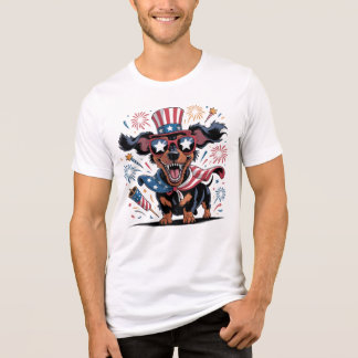 Patriotic Dachshund Dog 4th July American Flag Tri-Blend Shirt