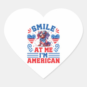 Patriotic Dachshund Dog for 4th Of July Heart Sticker