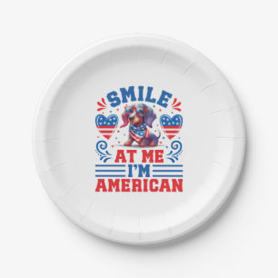Patriotic Dachshund Dog for 4th Of July Paper Plate
