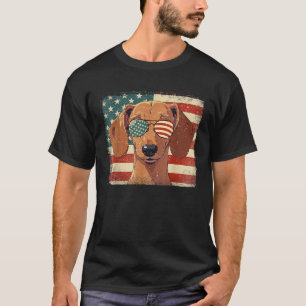 Patriotic Dachshund Dog Lover USA Flag T-Shirt