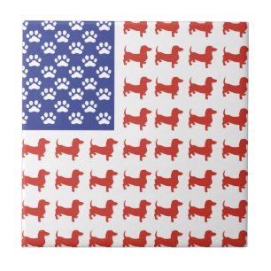 Patriotic Dachshund Doxie Ceramic Tile