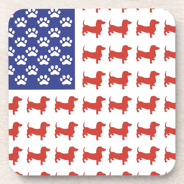 Patriotic Dachshund Doxie Coaster (Front)