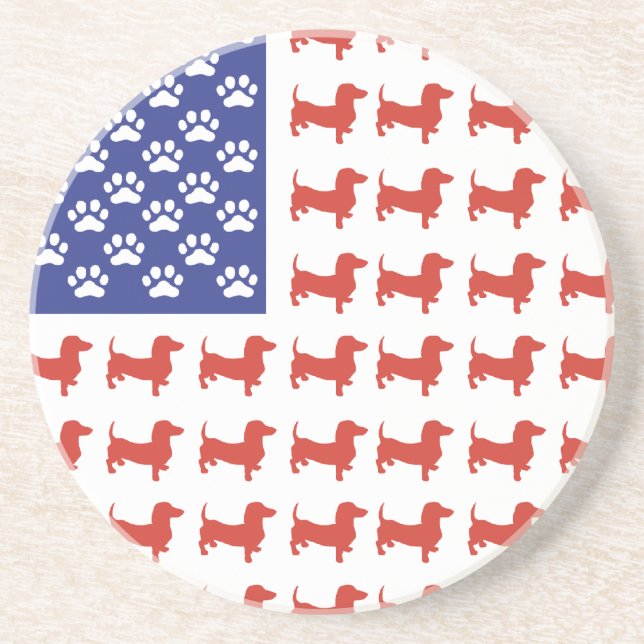 Patriotic Dachshund Doxie Coaster (Front)