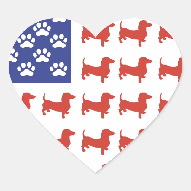 Patriotic Dachshund Doxie Heart Sticker (Front)