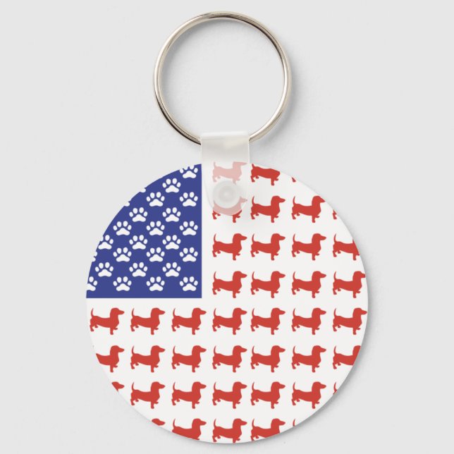 Patriotic Dachshund Doxie Key Ring (Front)
