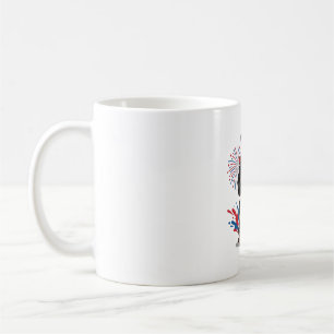 Patriotic Dachshund Fireworks Vintage Vector Art_1 Coffee Mug