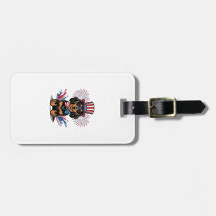 Patriotic Dachshund Fireworks Vintage Vector Art_1 Luggage Tag