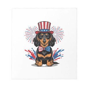 Patriotic Dachshund Fireworks Vintage Vector Art_1 Notepad