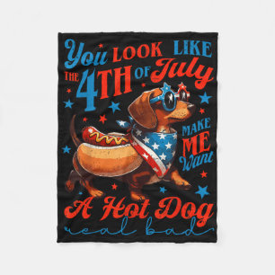 Patriotic Dachshund Fourth Of July 4th Flag Cute H Fleece Blanket