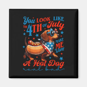 Patriotic Dachshund Fourth Of July 4th Flag Cute H Magnet