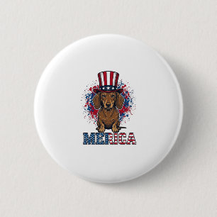 Patriotic Dachshund Merica Vintage Dog Shirt_1 6 Cm Round Badge