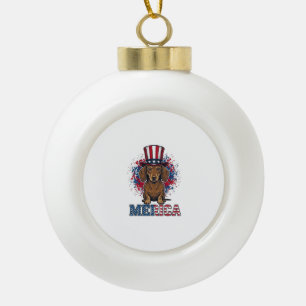 Patriotic Dachshund Merica Vintage Dog Shirt_1 Ceramic Ball Christmas Ornament