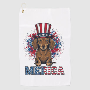 Patriotic Dachshund Merica Vintage Dog Shirt_1 Golf Towel