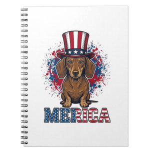 Patriotic Dachshund Merica Vintage Dog Shirt_1 Notebook