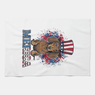 Patriotic Dachshund Merica Vintage Dog Shirt_1 Tea Towel