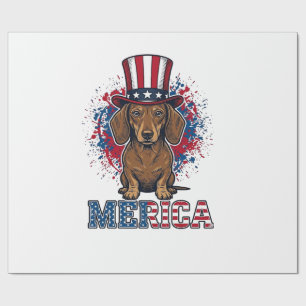 Patriotic Dachshund Merica Vintage Dog Shirt_1 Wrapping Paper