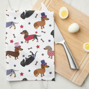 Patriotic Dachshund Tea Towel