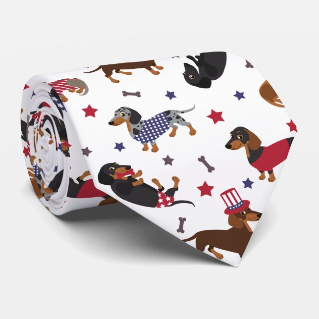 Patriotic Dachshund Tie (Rolled)