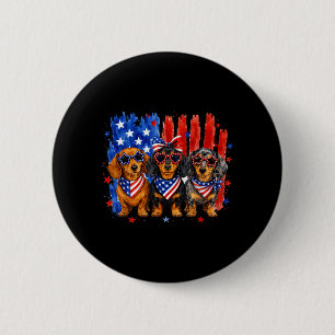 Patriotic Dachshund Usa Flag Wiener 250th 6 Cm Round Badge