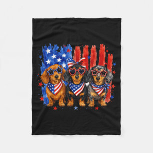 Patriotic Dachshund Usa Flag Wiener 250th Fleece Blanket