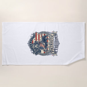 Patriotic Dachshund Vector Graphic Tee_1 Beach Towel