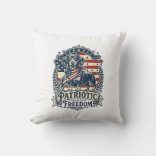 Patriotic Dachshund Vector Graphic Tee_1 Cushion
