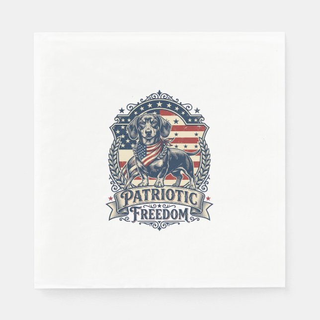 Patriotic Dachshund Vector Graphic Tee_1 Napkin (Front)