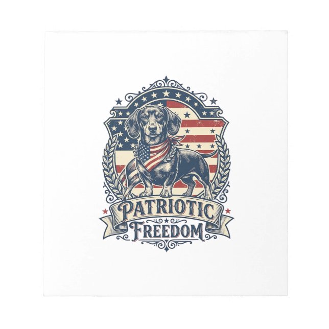 Patriotic Dachshund Vector Graphic Tee_1 Notepad (Front)