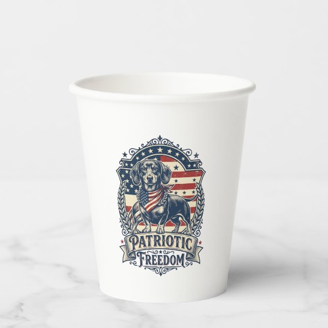 Patriotic Dachshund Vector Graphic Tee_1 Paper Cups (Front)