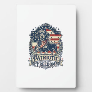 Patriotic Dachshund Vector Graphic Tee_1 Plaque
