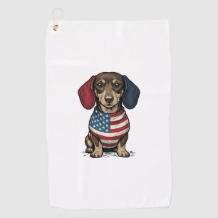 Patriotic Dachshund Vintage Engraving Vector Desig Golf Towel