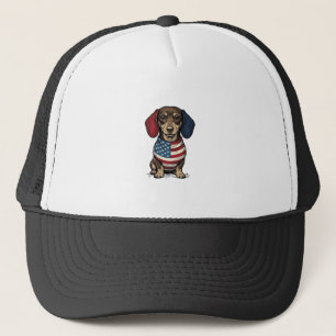 Patriotic Dachshund Vintage Engraving Vector Desig Trucker Hat